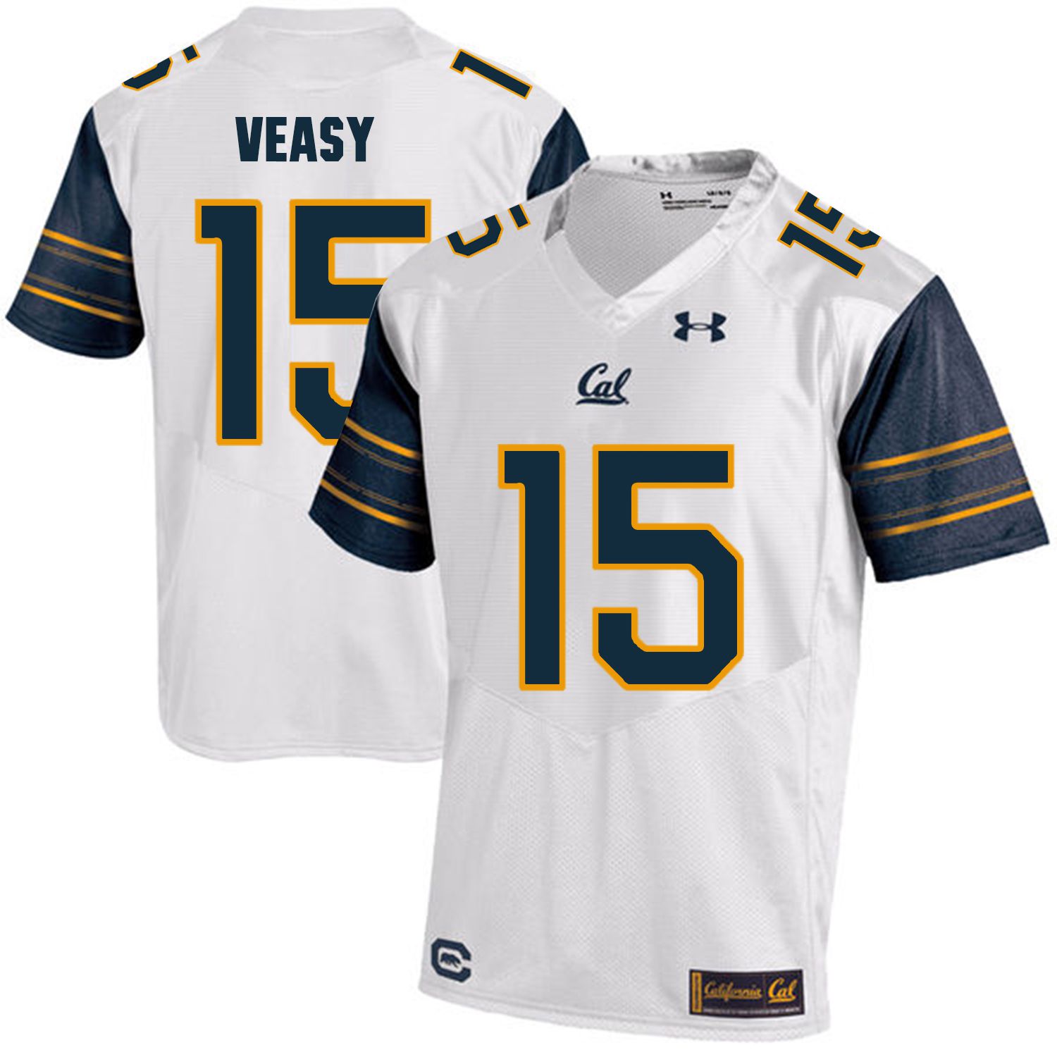 Men California Golden Bears #15 Jordan Veasy White Customized NCAA Jerseys1->customized ncaa jersey->Custom Jersey
